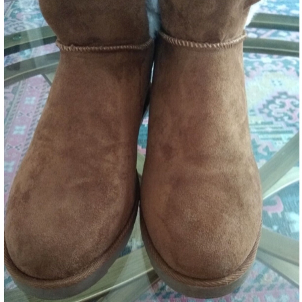 Cushionaire Brand - Faux Shearling Hidden Wedge Booties 10 M.   New With Box
